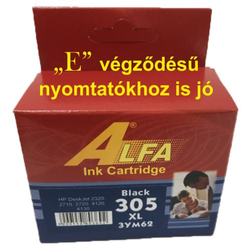 HP 305XL fekete (3YM62AE) ALFA utángyártott tintapatron " E " végződésű nyomtatókhoz is jó